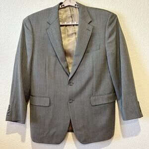 Lauren Ralph Lauren Gray Herringbone 100% Wool Blazer Jacket Size 42R Academic